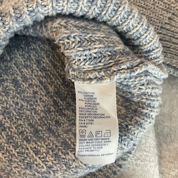 Tommy Hilfiger Sweater Chunky Knit Gray Blue Crewneck Zip Sleeve Cozycore Pocket - Picture 7 of 10